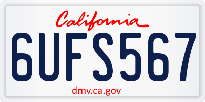 CA license plate 6UFS567