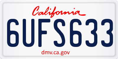 CA license plate 6UFS633