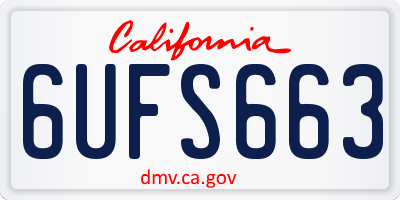 CA license plate 6UFS663