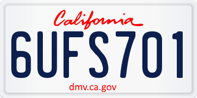 CA license plate 6UFS701