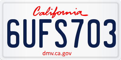 CA license plate 6UFS703