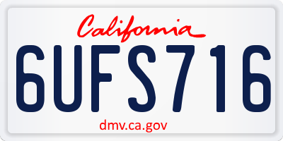 CA license plate 6UFS716