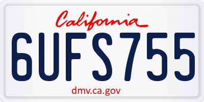 CA license plate 6UFS755