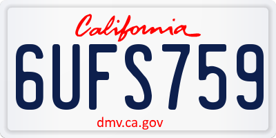 CA license plate 6UFS759