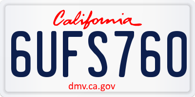 CA license plate 6UFS760