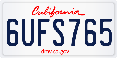 CA license plate 6UFS765