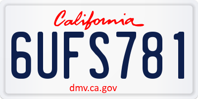 CA license plate 6UFS781