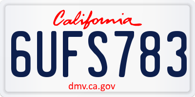 CA license plate 6UFS783