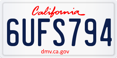 CA license plate 6UFS794