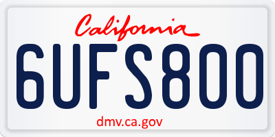 CA license plate 6UFS800