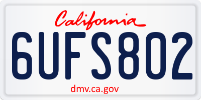 CA license plate 6UFS802