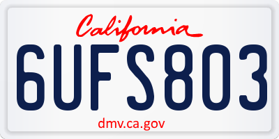 CA license plate 6UFS803