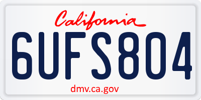 CA license plate 6UFS804