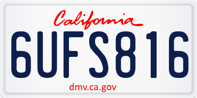 CA license plate 6UFS816