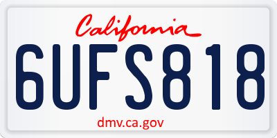CA license plate 6UFS818