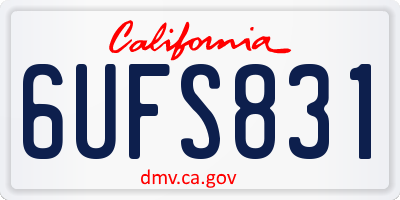 CA license plate 6UFS831