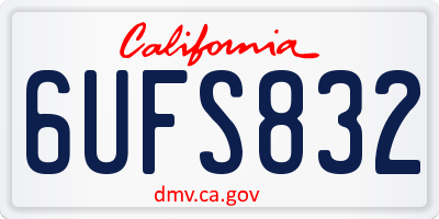 CA license plate 6UFS832