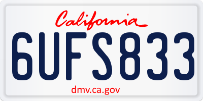 CA license plate 6UFS833