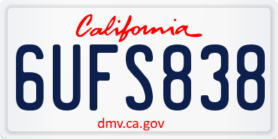 CA license plate 6UFS838