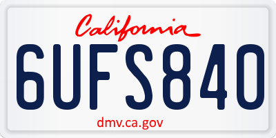 CA license plate 6UFS840