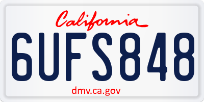 CA license plate 6UFS848
