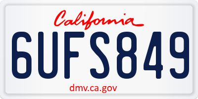 CA license plate 6UFS849