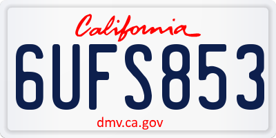 CA license plate 6UFS853