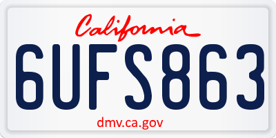 CA license plate 6UFS863