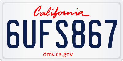 CA license plate 6UFS867