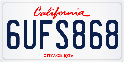 CA license plate 6UFS868