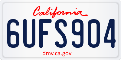 CA license plate 6UFS904