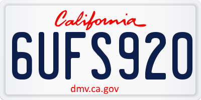 CA license plate 6UFS920
