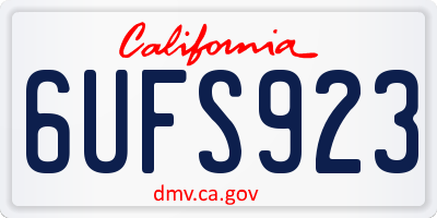 CA license plate 6UFS923