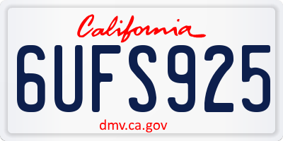 CA license plate 6UFS925