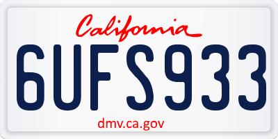 CA license plate 6UFS933