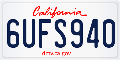 CA license plate 6UFS940