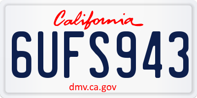 CA license plate 6UFS943