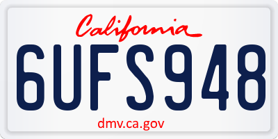CA license plate 6UFS948