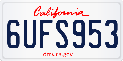CA license plate 6UFS953