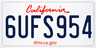 CA license plate 6UFS954