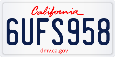 CA license plate 6UFS958