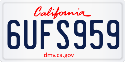 CA license plate 6UFS959