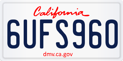 CA license plate 6UFS960