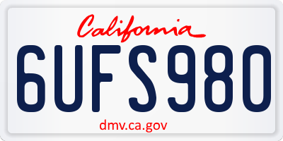 CA license plate 6UFS980