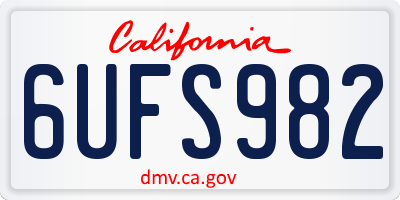 CA license plate 6UFS982
