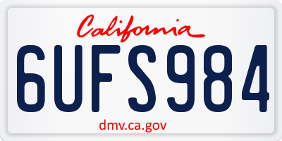CA license plate 6UFS984