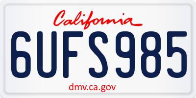 CA license plate 6UFS985