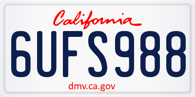 CA license plate 6UFS988