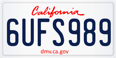 CA license plate 6UFS989
