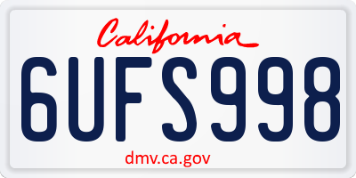 CA license plate 6UFS998